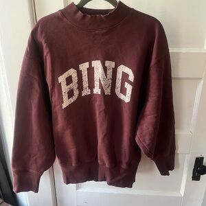 Anine Bing Burgundy Ribbed Sweatshirt
